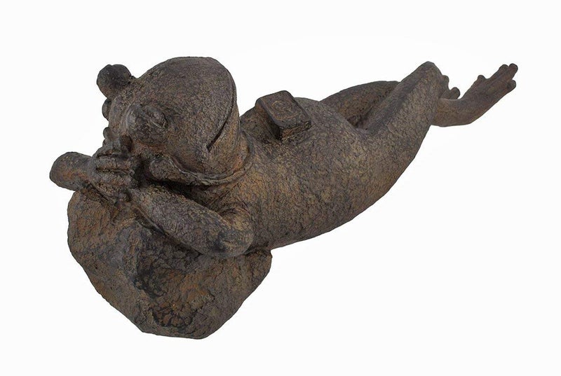 Bellaa 25686 Napping Frog Statue Relax Resting Meditating Zen Garden Buddha Sculpture Yoga Contented Talisman Gift Feng Shui Vastu Figurine 12 inch - Image 3